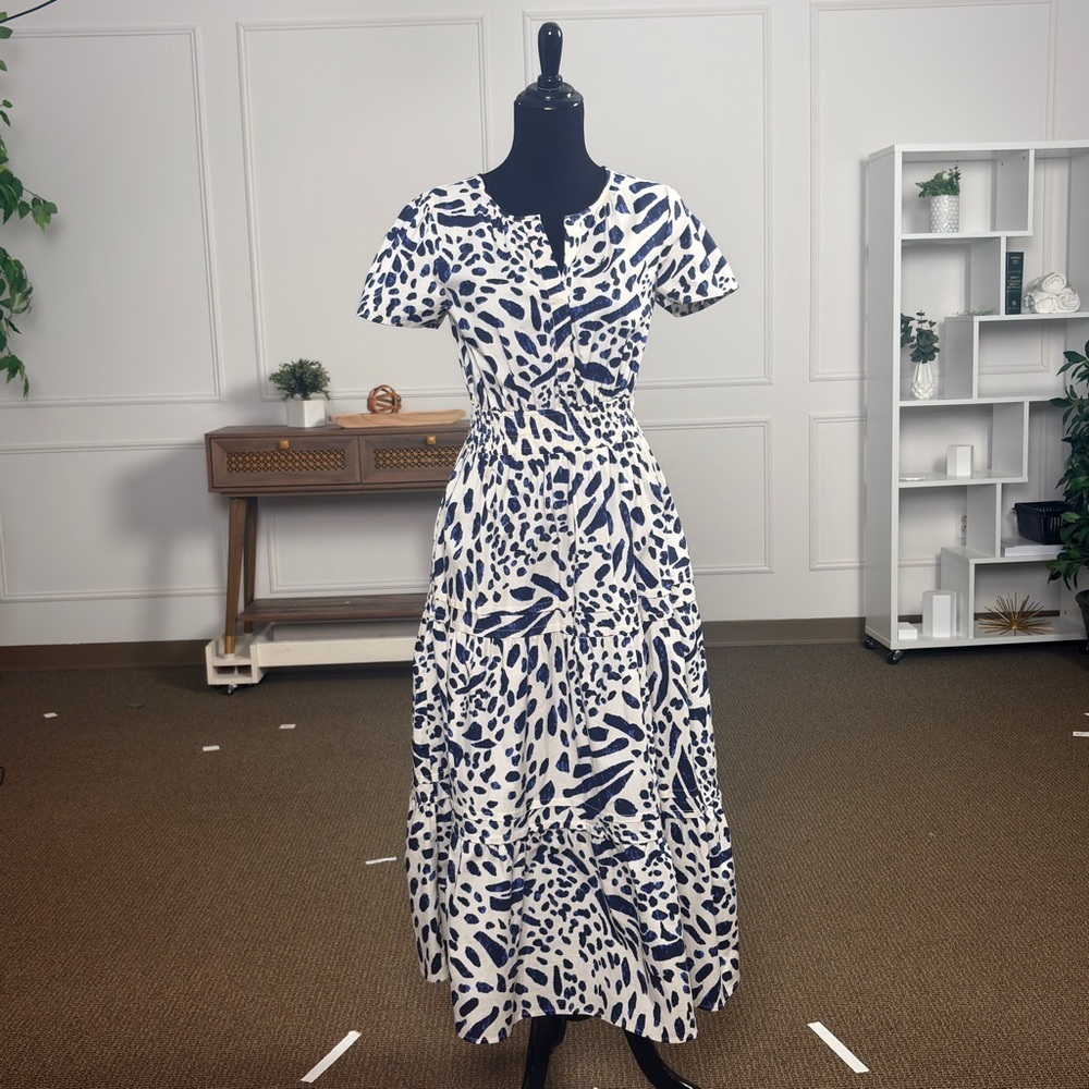 Cynthia Rowley Navy and White Midi Dress